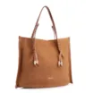 Bolsa Hobo Couro Camurça/Couro Marrom Claro - imagem 3