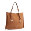 Bolsa Hobo Couro Camurça/Couro Marrom Claro - imagem 3