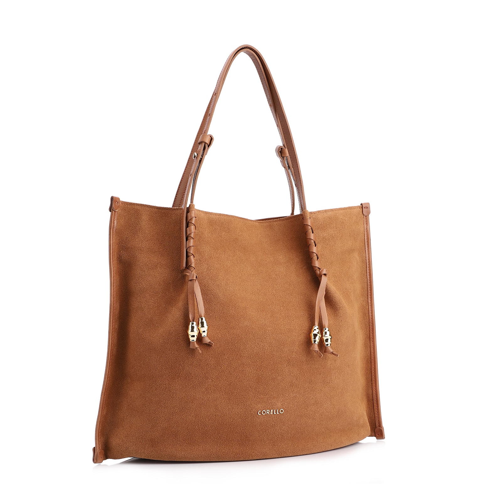 Bolsa Hobo Couro Camurça/Couro Marrom Claro