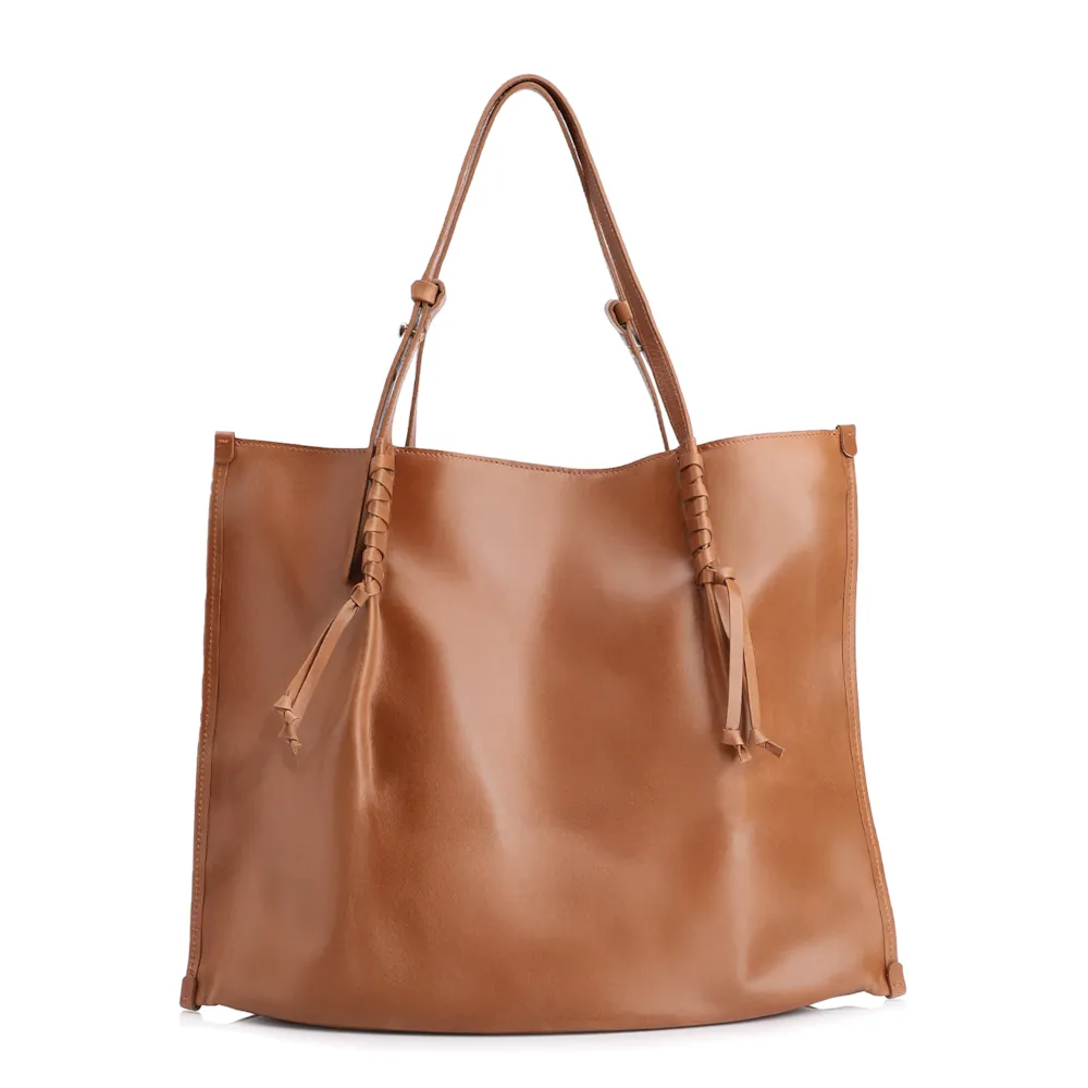 Bolsa Hobo Couro Camurça/Couro Marrom Claro - imagem 4