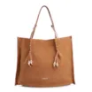 Bolsa Hobo Couro Camurça/Couro Marrom Claro - imagem 1