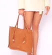 Bolsa Hobo Couro Camurça/Couro Marrom Claro - imagem 2