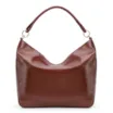 Bolsa Hobo Couro Camurça/Couro Marrom Escuro - imagem 3