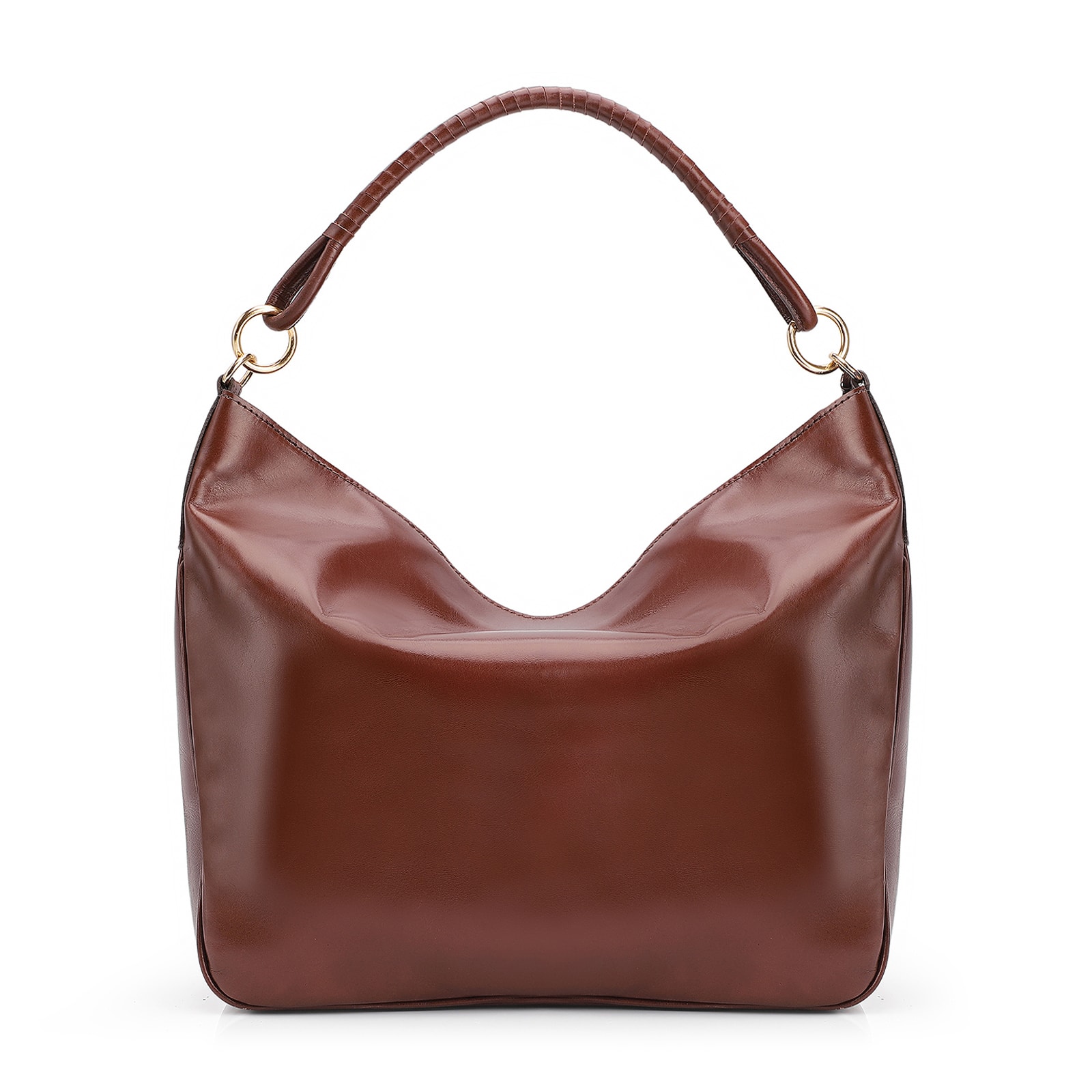 Bolsa Hobo Couro Camurça/Couro Marrom Escuro