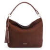 Bolsa Hobo Couro Camurça/Couro Marrom Escuro - imagem 1