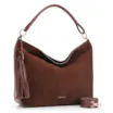 Bolsa Hobo Couro Camurça/Couro Marrom Escuro - imagem 2