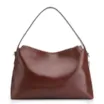 Bolsa Hobo Couro Camurça/Couro Marrom Escuro - imagem 3