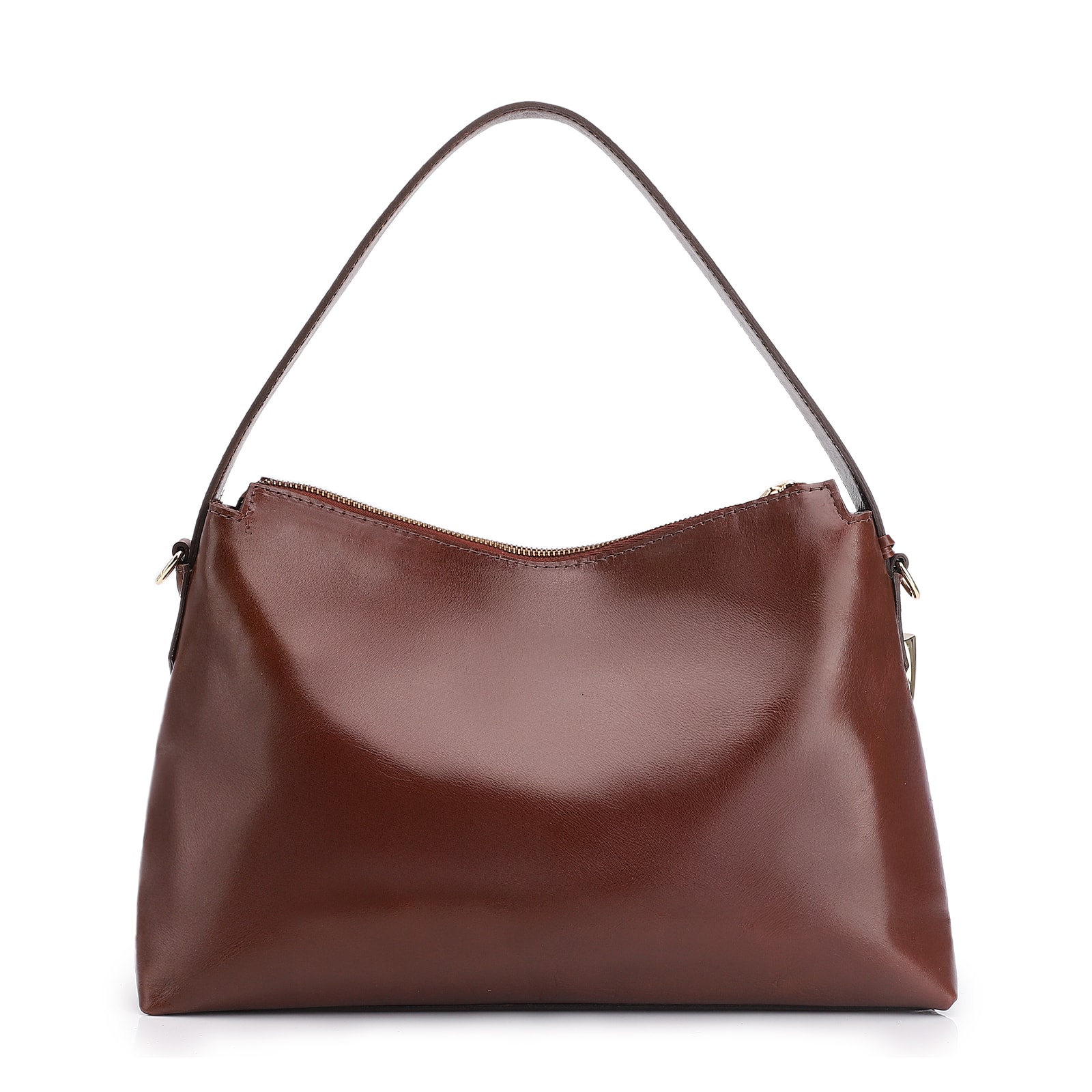 Bolsa Hobo Couro Camurça/Couro Marrom Escuro
