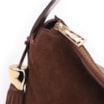 Bolsa Hobo Couro Camurça/Couro Marrom Escuro - imagem 5