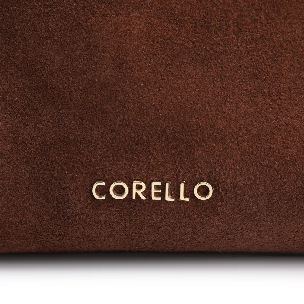 Bolsa Hobo Couro Camurça/Couro Marrom Escuro - imagem 6