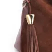 Bolsa Hobo Couro Camurça/Couro Marrom Escuro - imagem 7