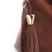 Bolsa Hobo Couro Camurça/Couro Marrom Escuro - imagem 7