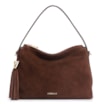 Bolsa Hobo Couro Camurça/Couro Marrom Escuro - imagem 1