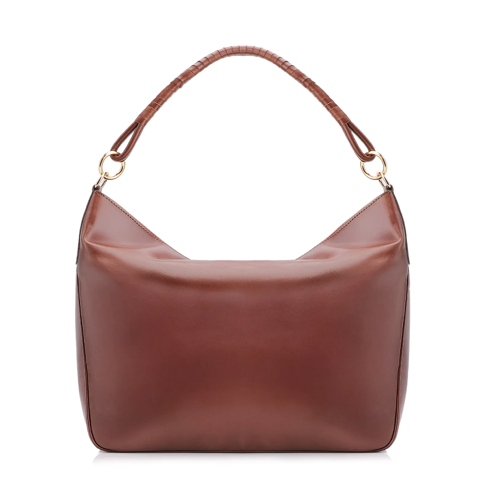 Bolsa Hobo Couro Camurça/Couro Marrom Escuro