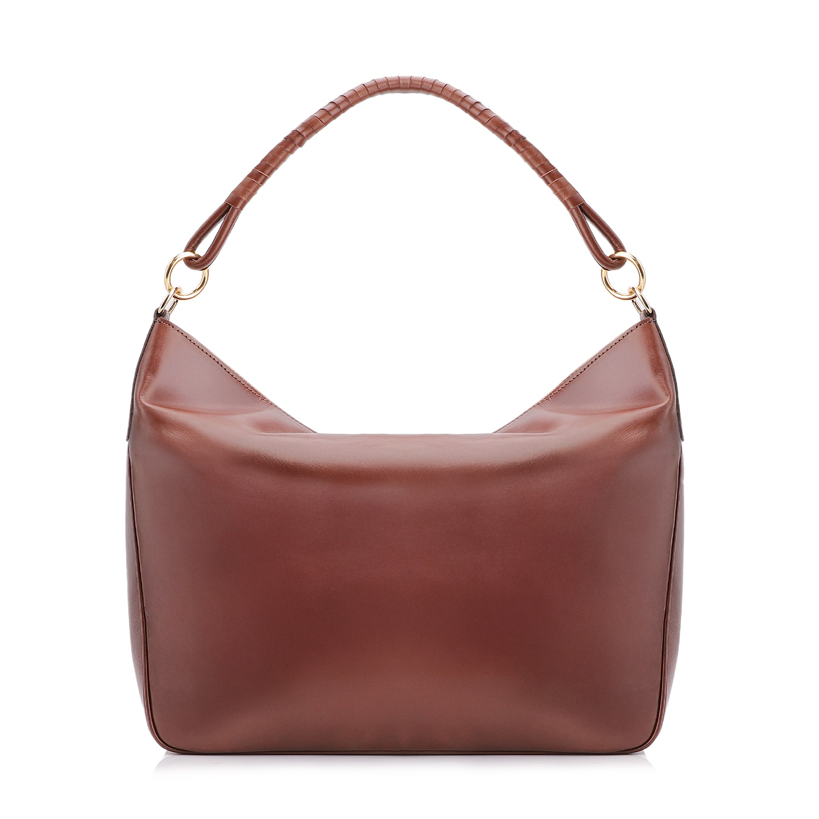 Bolsa Hobo Couro Camurça/Couro Marrom Escuro