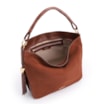 Bolsa Hobo Couro Camurça/Couro Marrom Escuro - imagem 4