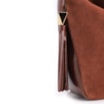 Bolsa Hobo Couro Camurça/Couro Marrom Escuro - imagem 7