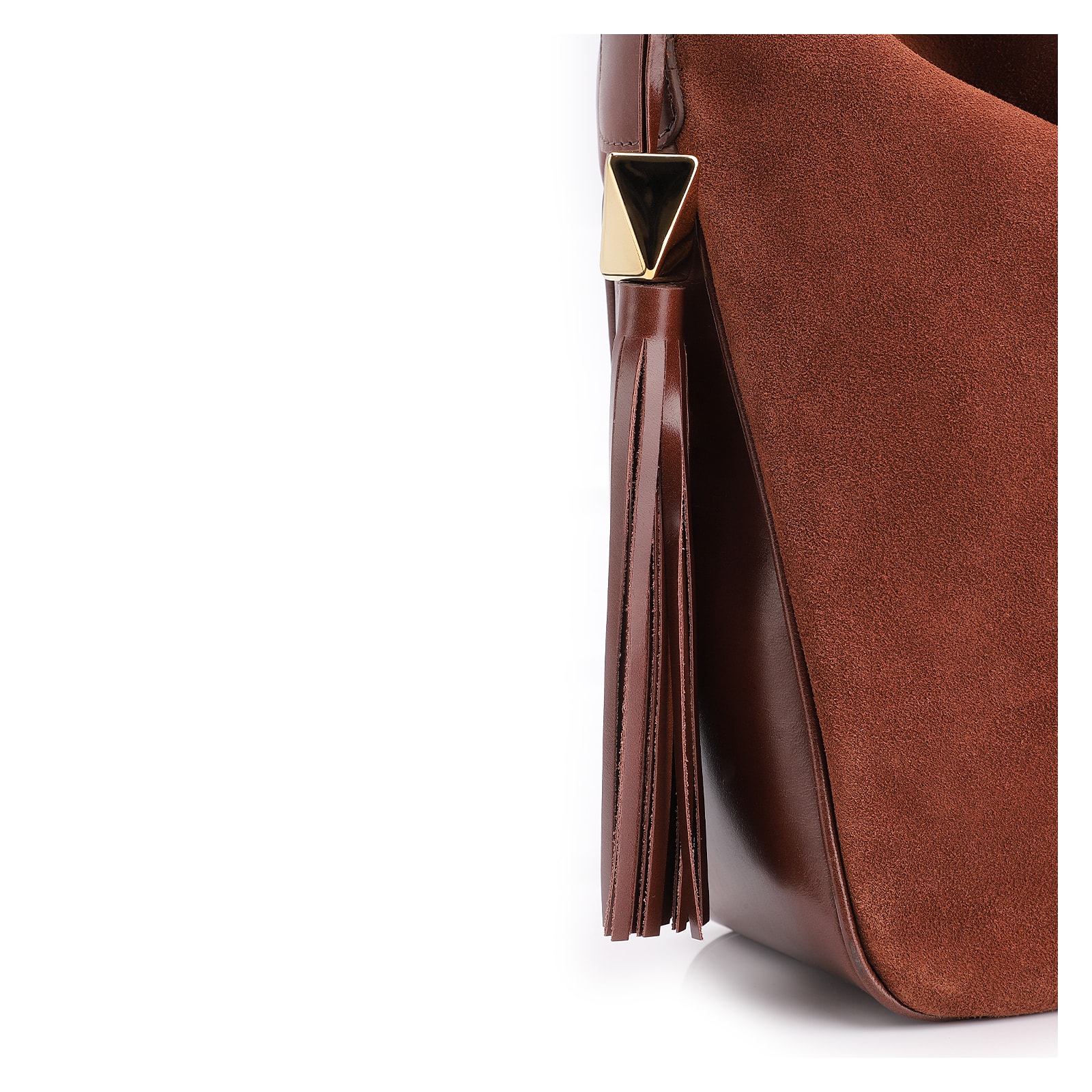 Bolsa Hobo Couro Camurça/Couro Marrom Escuro