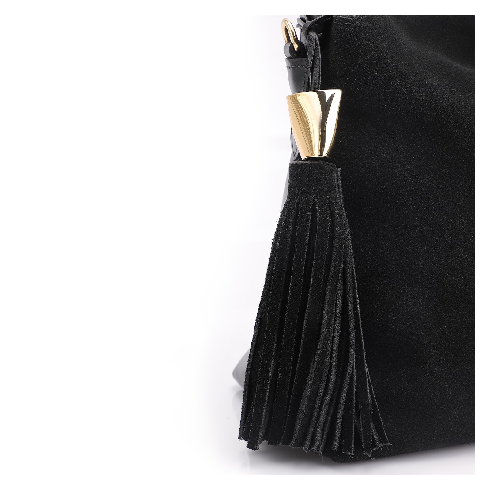 Bolsa Hobo Couro Camurça/Couro Preto