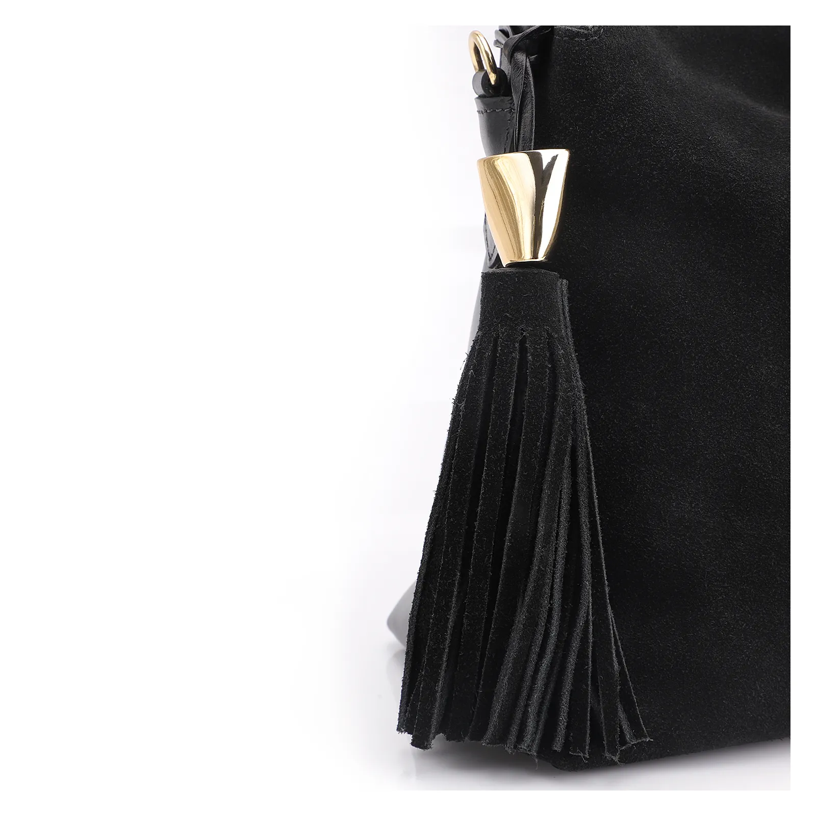 Bolsa Hobo Couro Camurça/Couro Preto