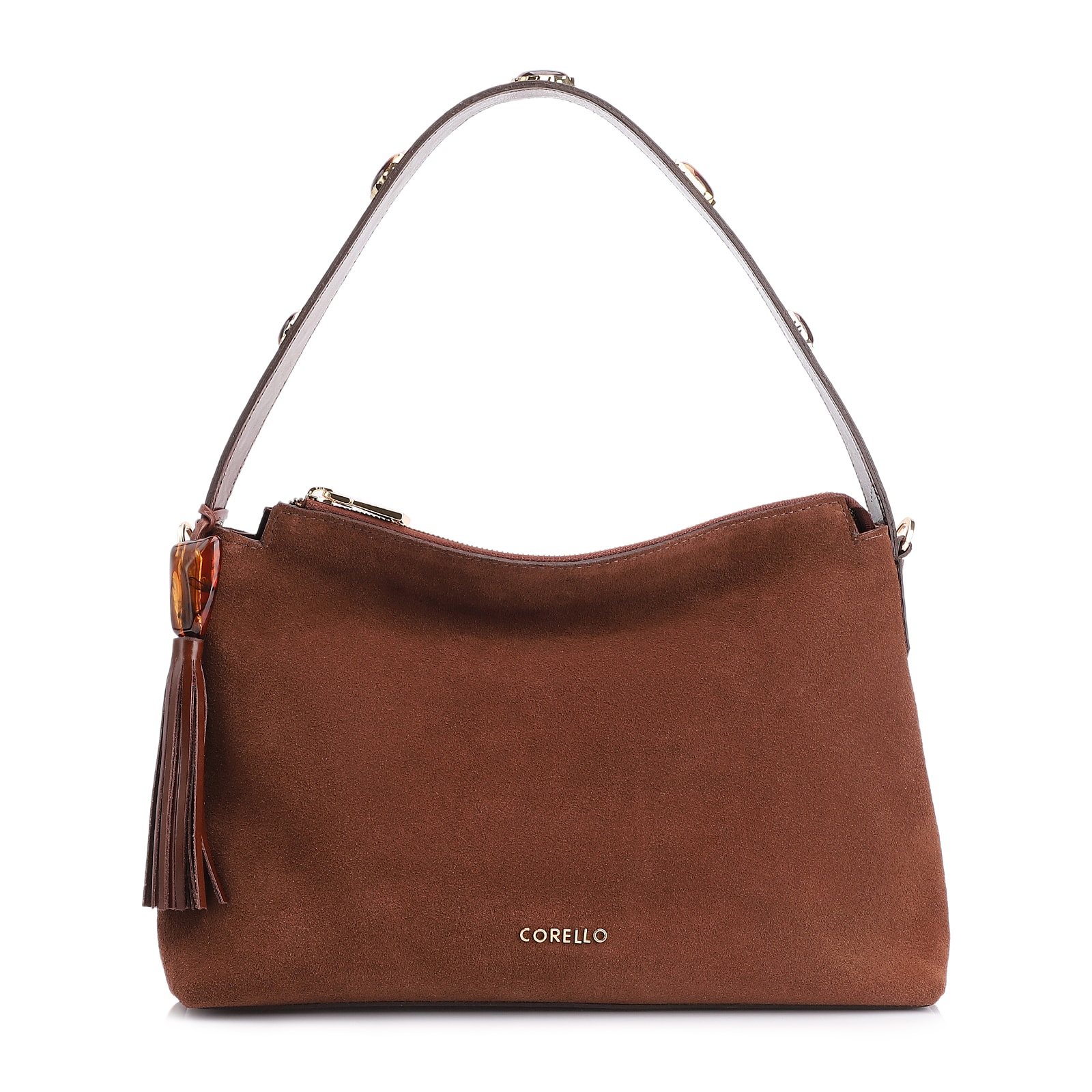 Bolsa Hobo Couro Camurça Marrom