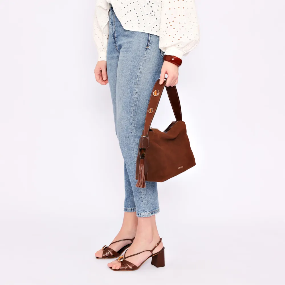 Bolsa Hobo Couro Camurça Marrom - imagem 10