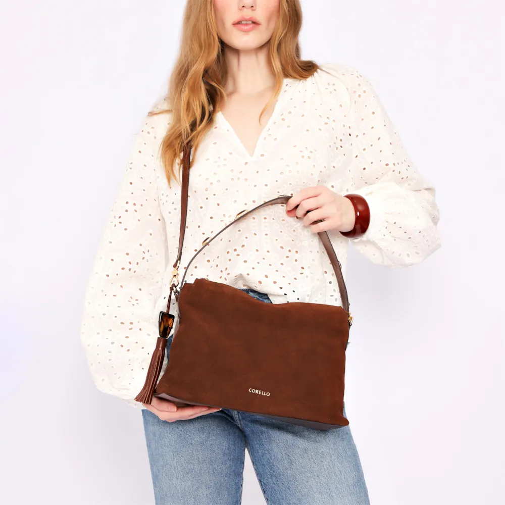 Bolsa Hobo Couro Camurça Marrom - imagem 2