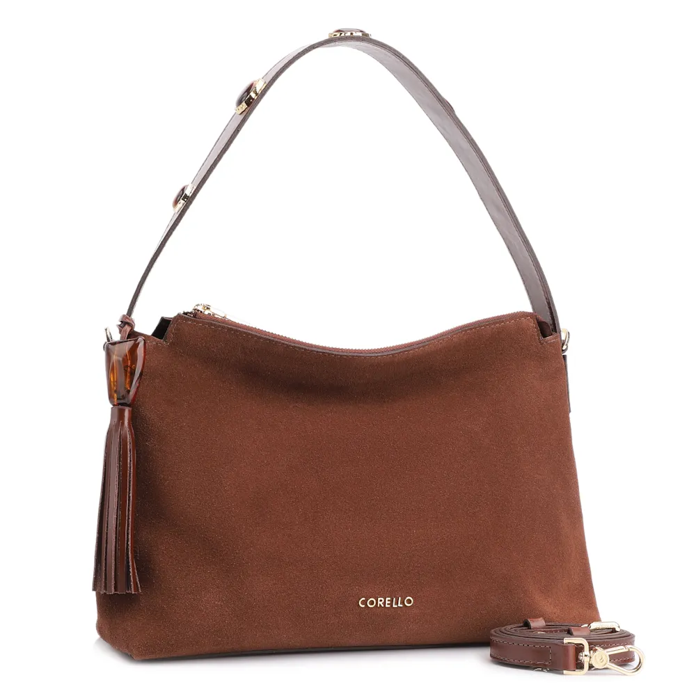 Bolsa Hobo Couro Camurça Marrom - imagem 3
