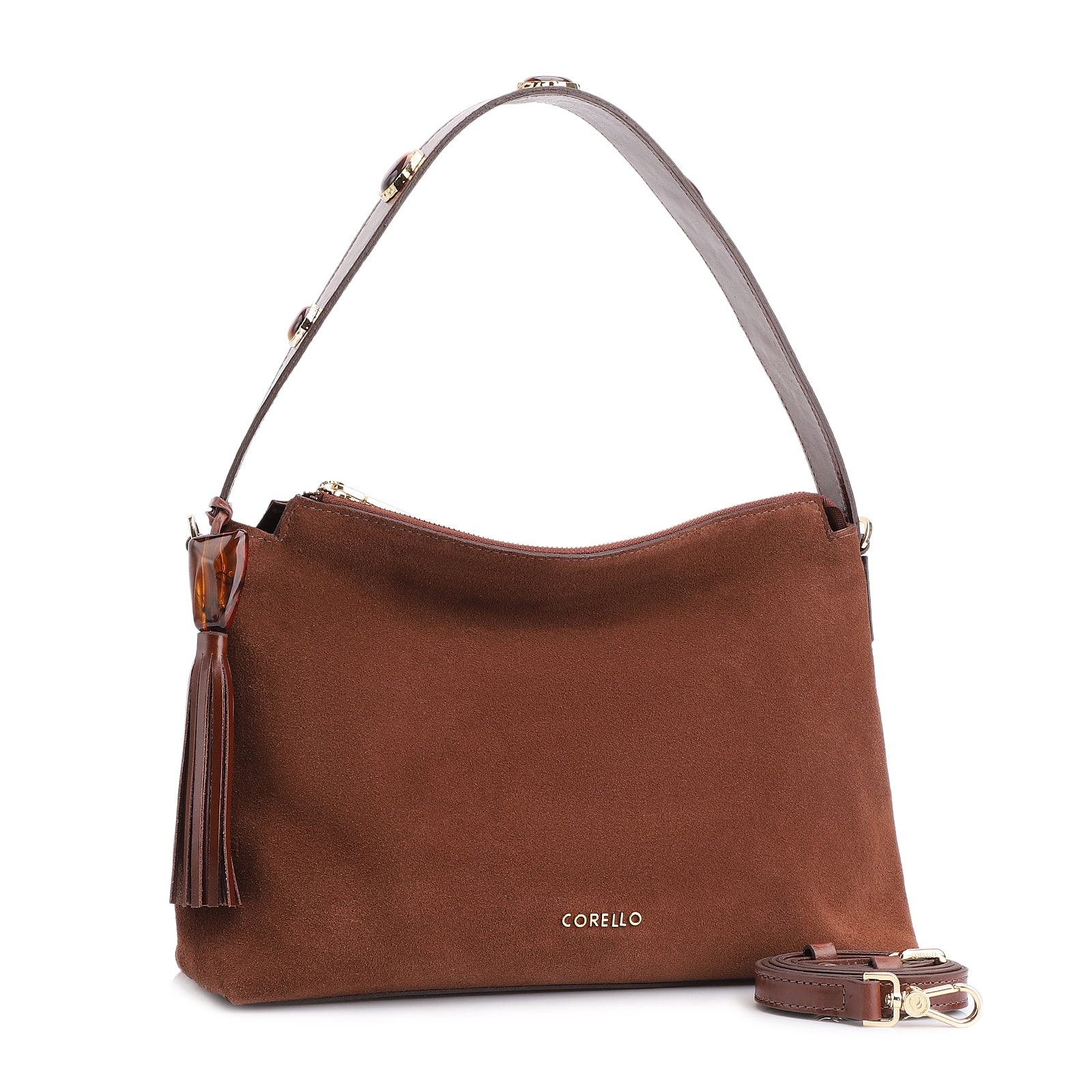 Bolsa Hobo Couro Camurça Marrom