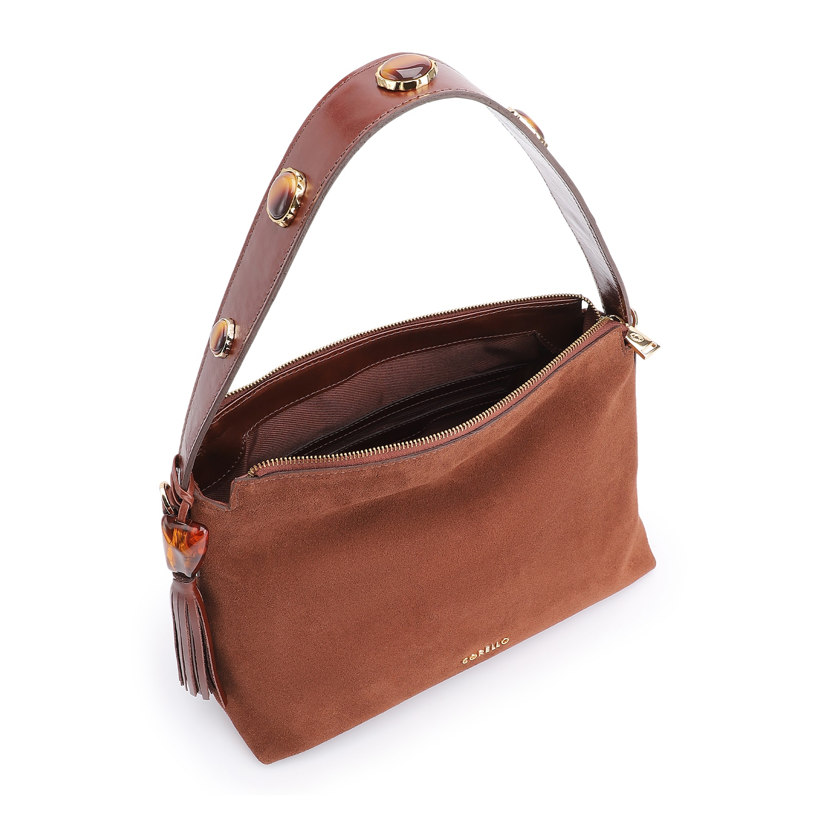 Bolsa Hobo Couro Camurça Marrom