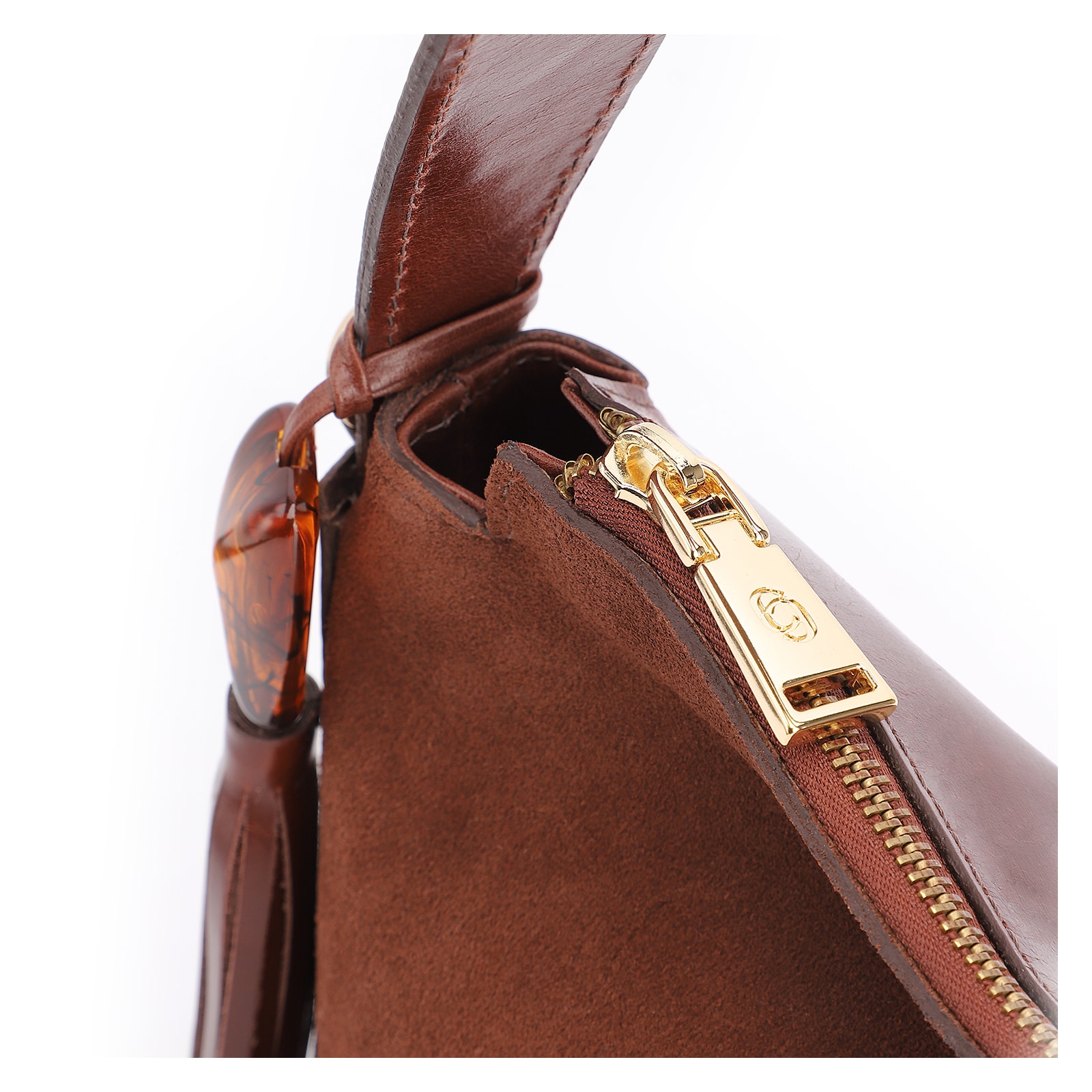 Bolsa Hobo Couro Camurça Marrom