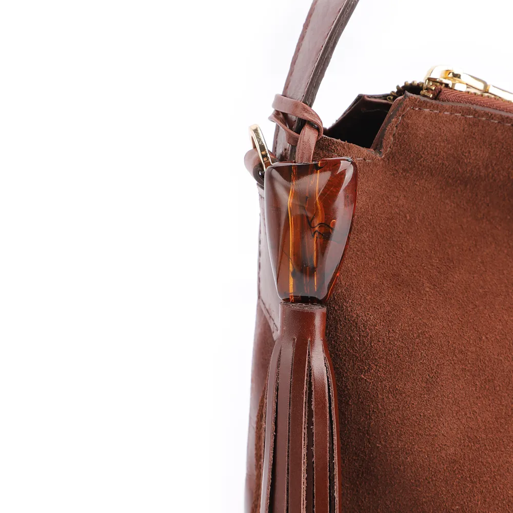 Bolsa Hobo Couro Camurça Marrom - imagem 8