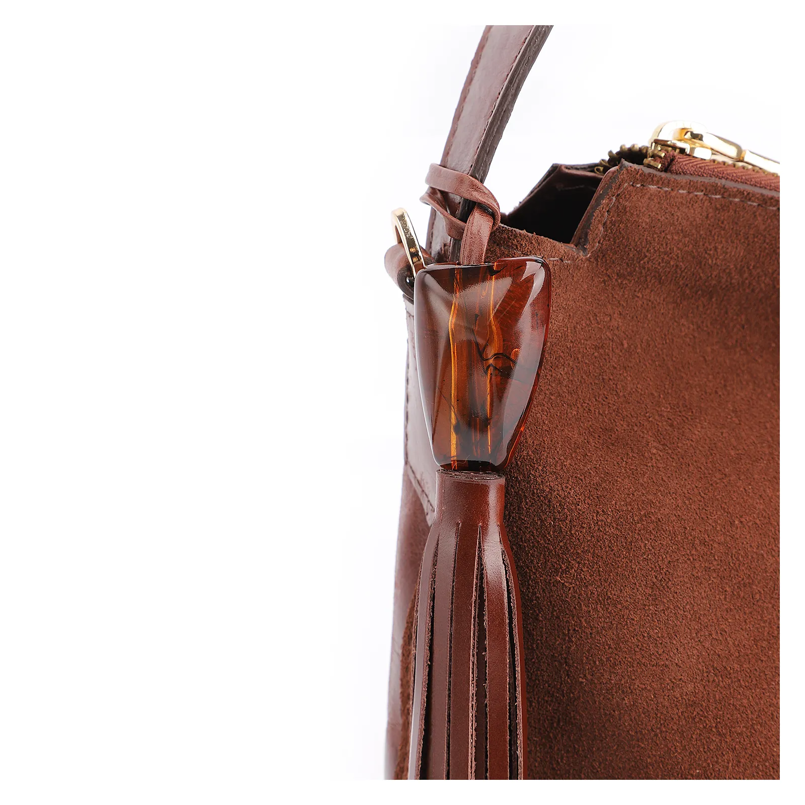 Bolsa Hobo Couro Camurça Marrom