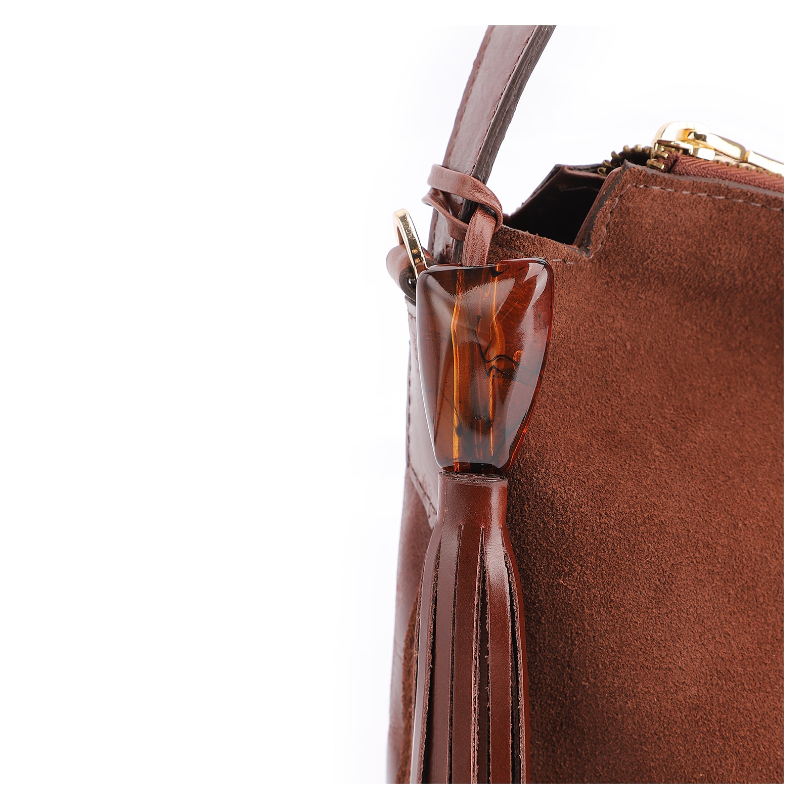 Bolsa Hobo Couro Camurça Marrom
