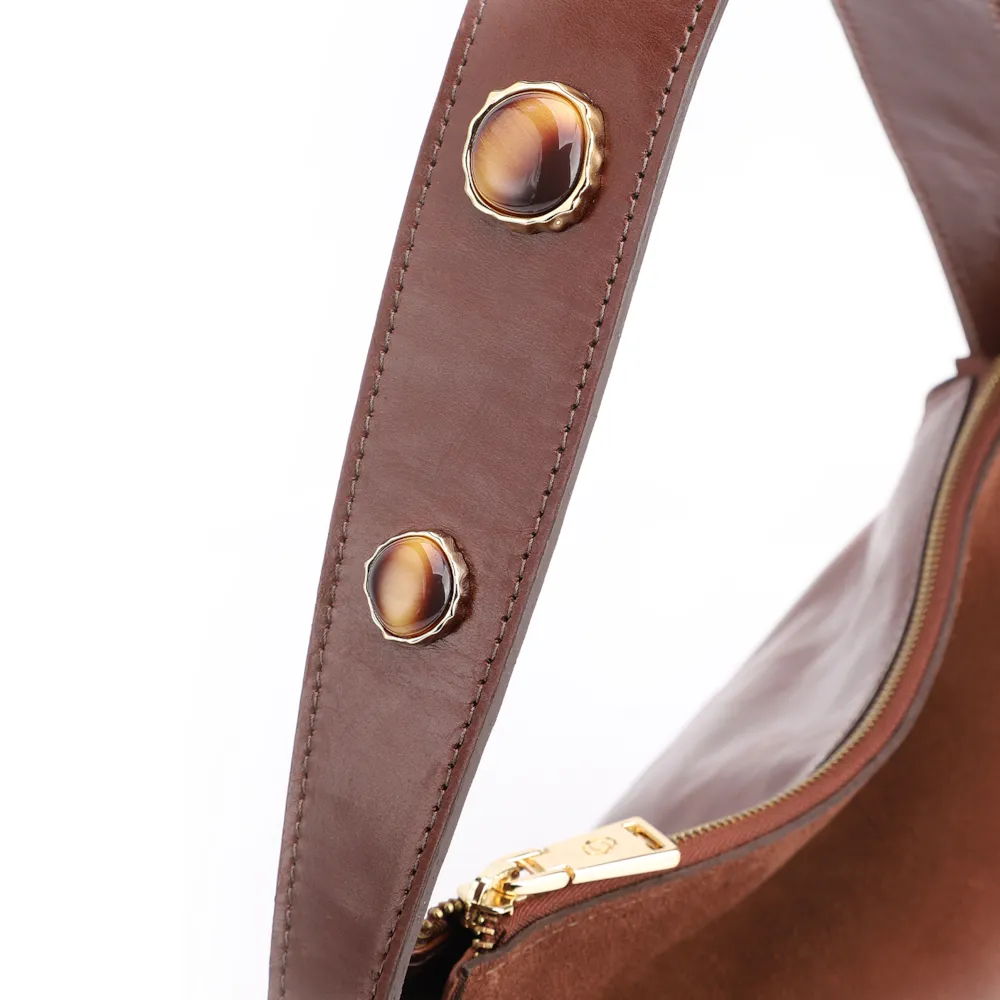 Bolsa Hobo Couro Camurça Marrom - imagem 9
