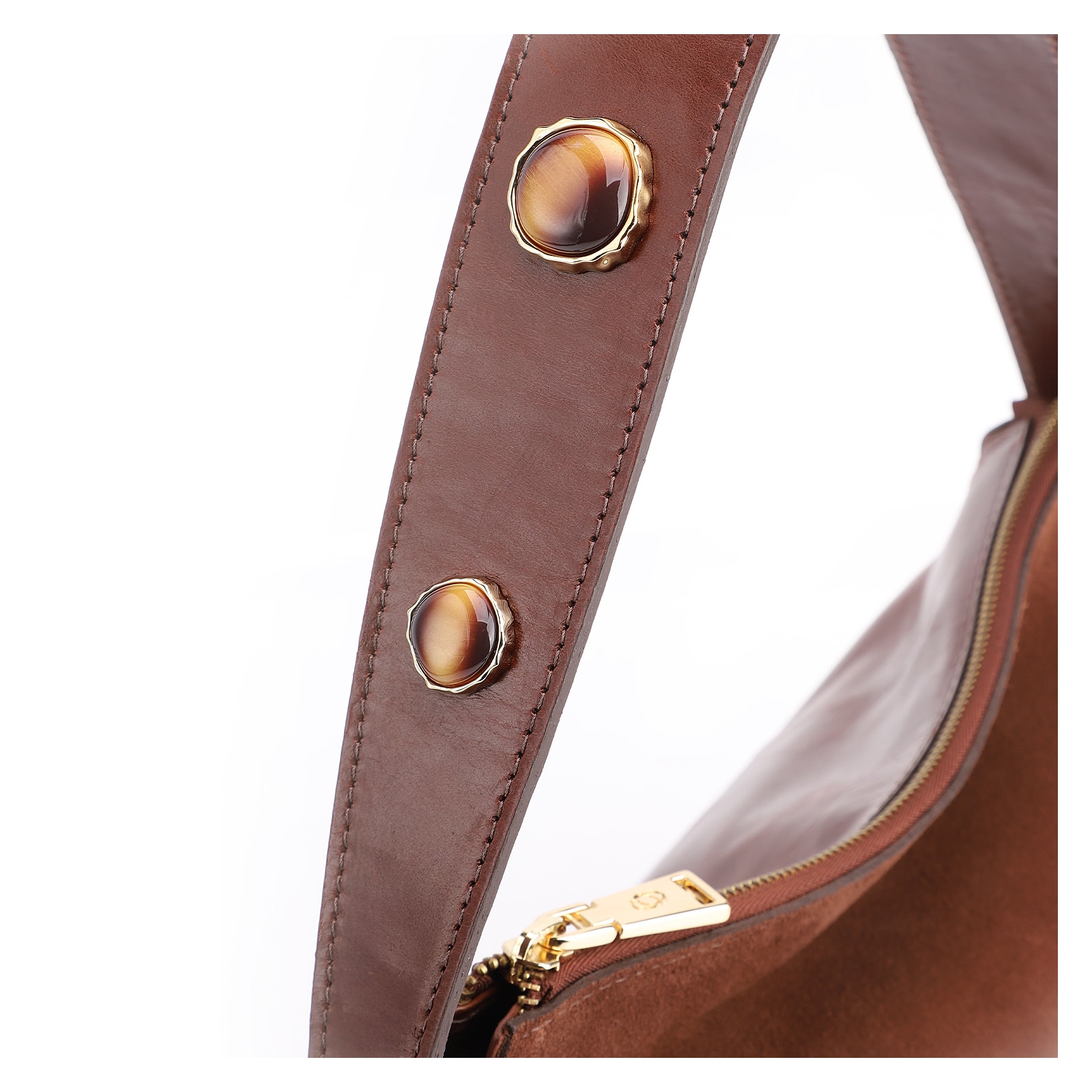 Bolsa Hobo Couro Camurça Marrom