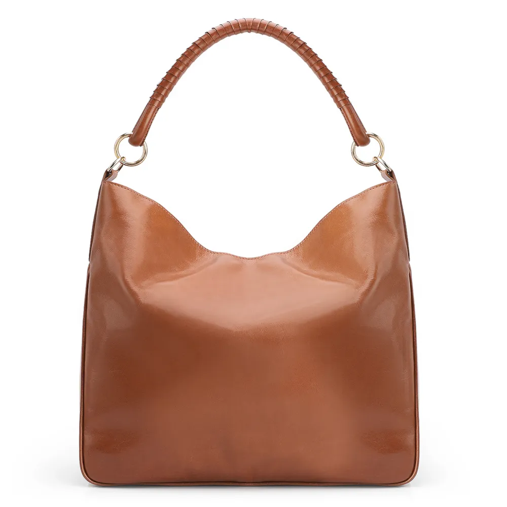 Bolsa Hobo Couro Camurça Marrom/Couro Marrom - imagem 3