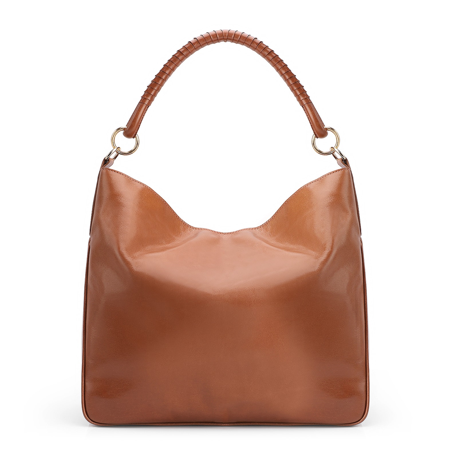Bolsa Hobo Couro Camurça Marrom/Couro Marrom