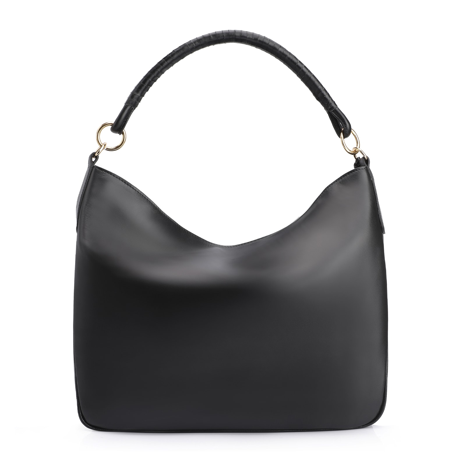 Bolsa Hobo Couro Camurça Preto/Couro Preto