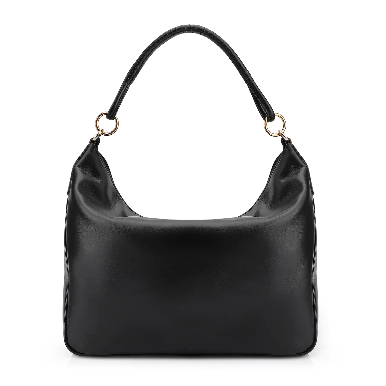 Bolsa Hobo Couro Camurça Preto/Couro Preto