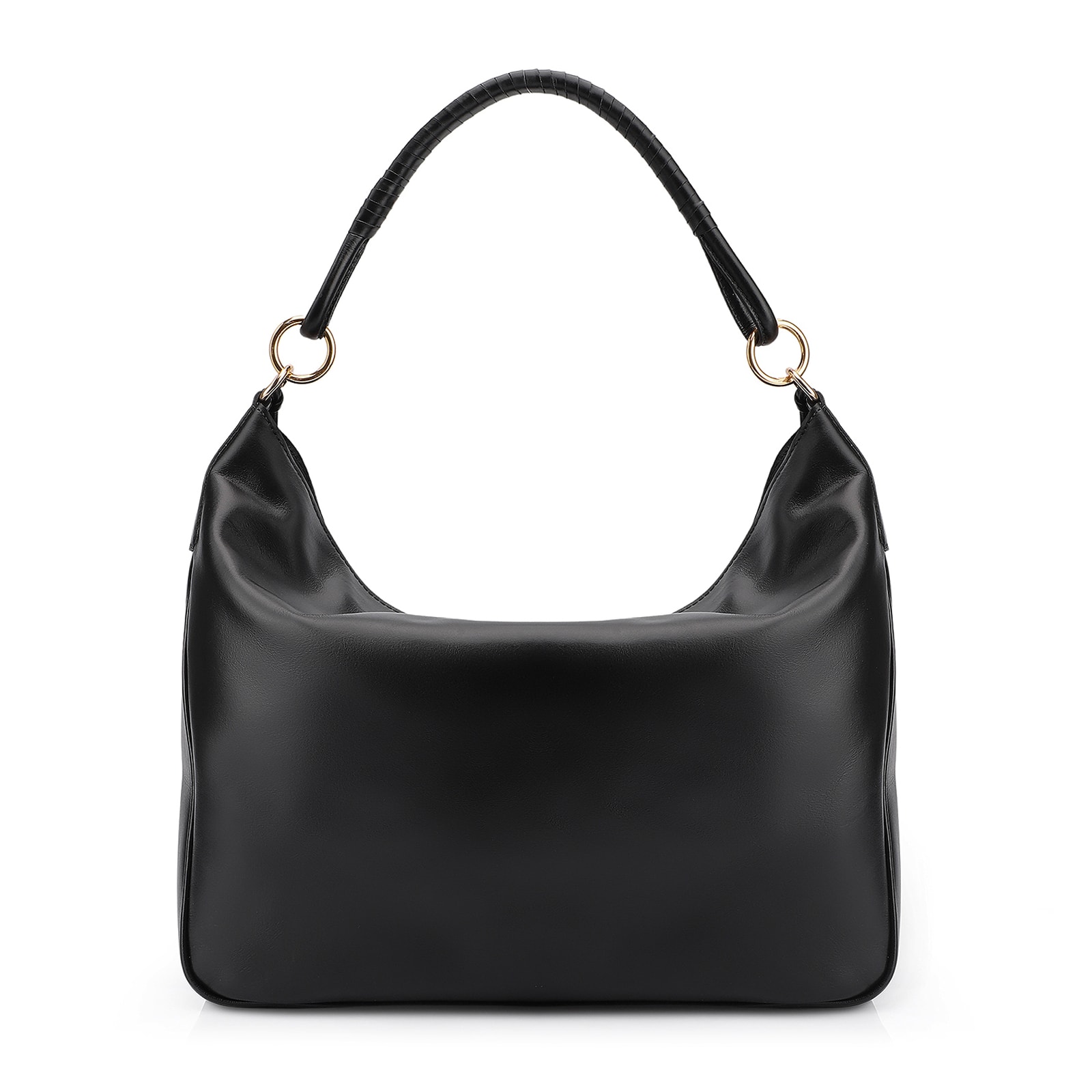 Bolsa Hobo Couro Camurça Preto/Couro Preto