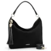 Bolsa Hobo Couro Camurça Preto/Couro Preto - imagem 2