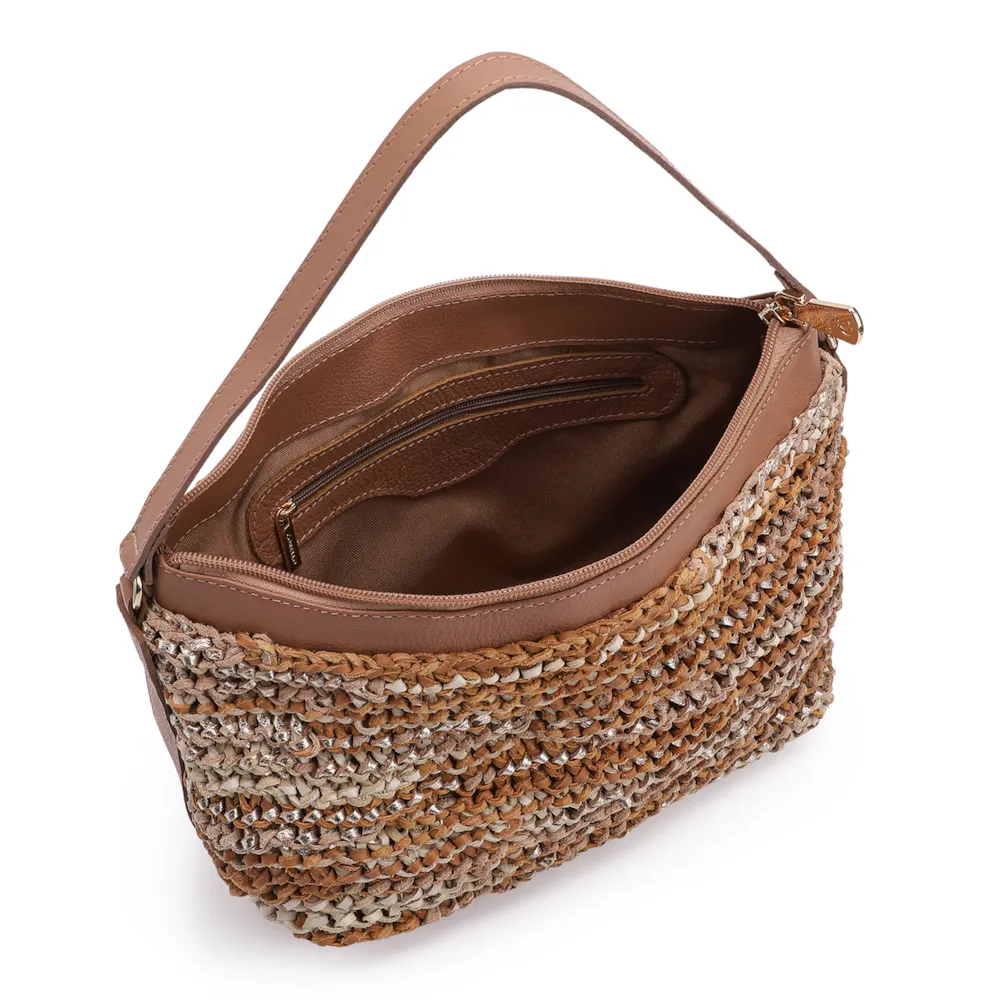 Bolsa Hobo Couro Dourado/Marrom - imagem 4