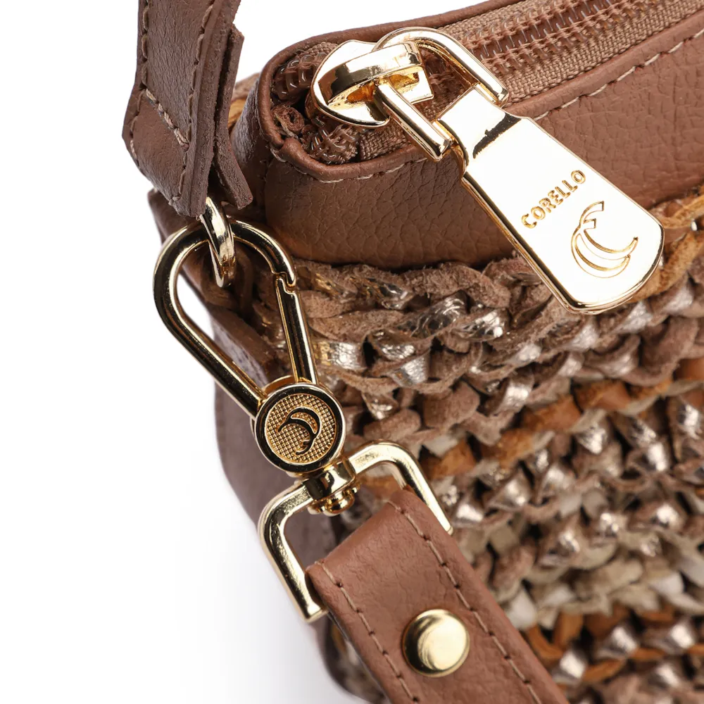 Bolsa Hobo Couro Dourado/Marrom - imagem 6