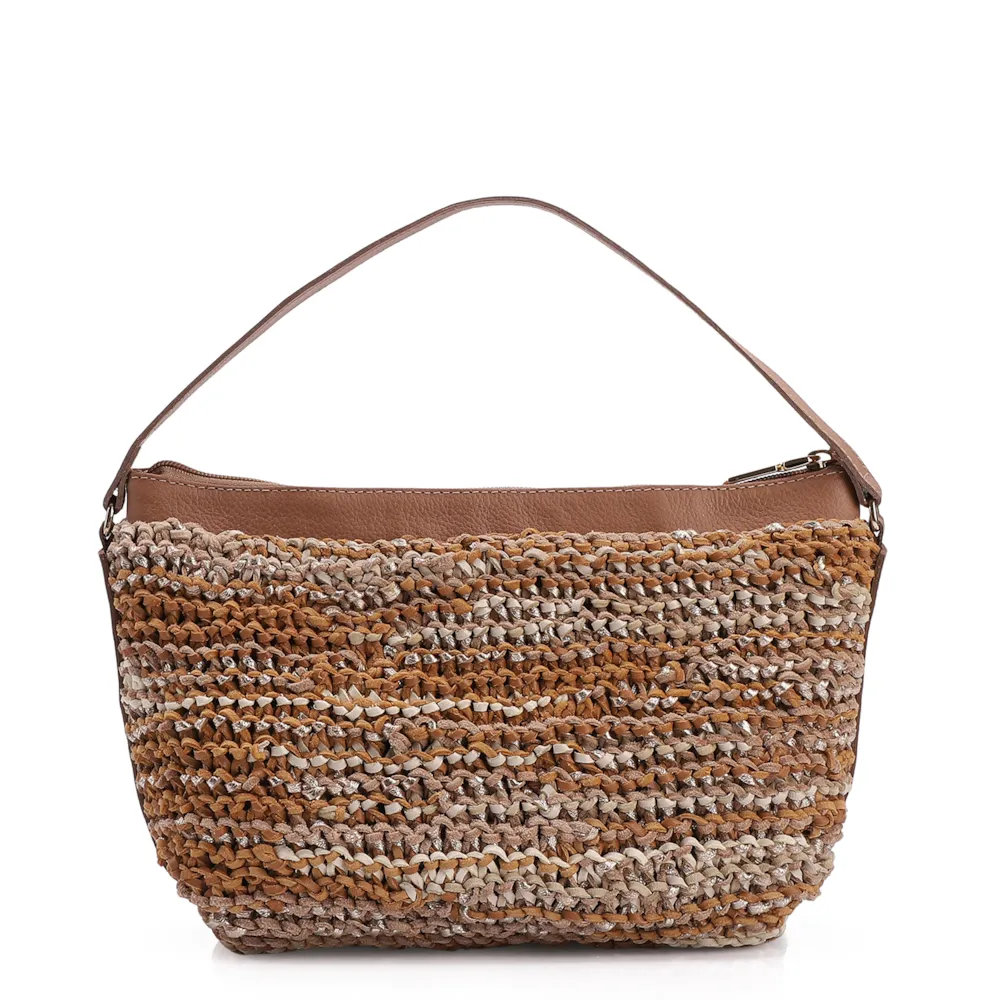 Bolsa Hobo Couro Dourado/Marrom - imagem 3