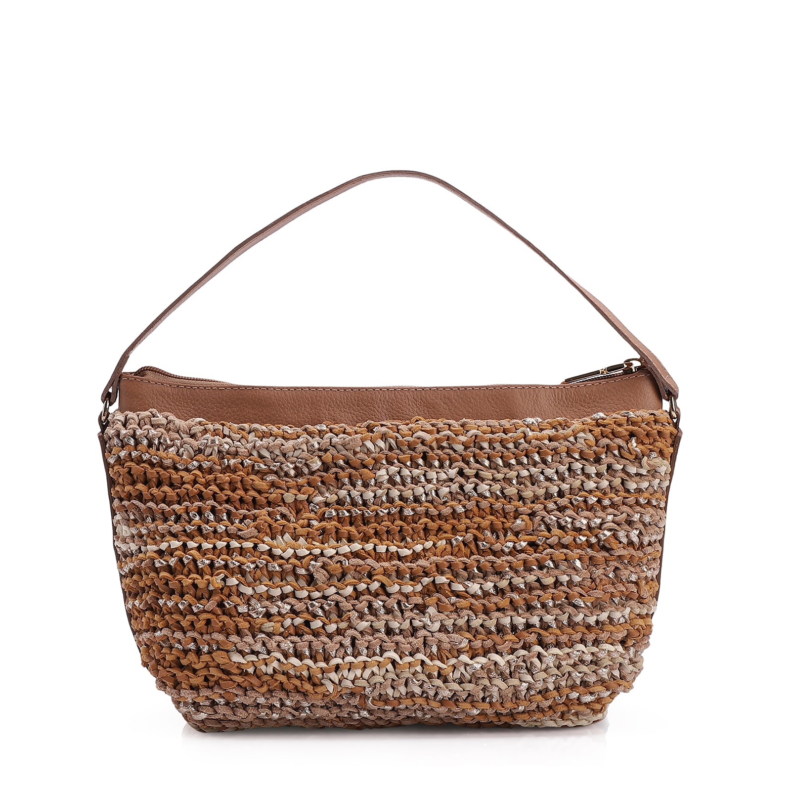 Bolsa Hobo Couro Dourado/Marrom