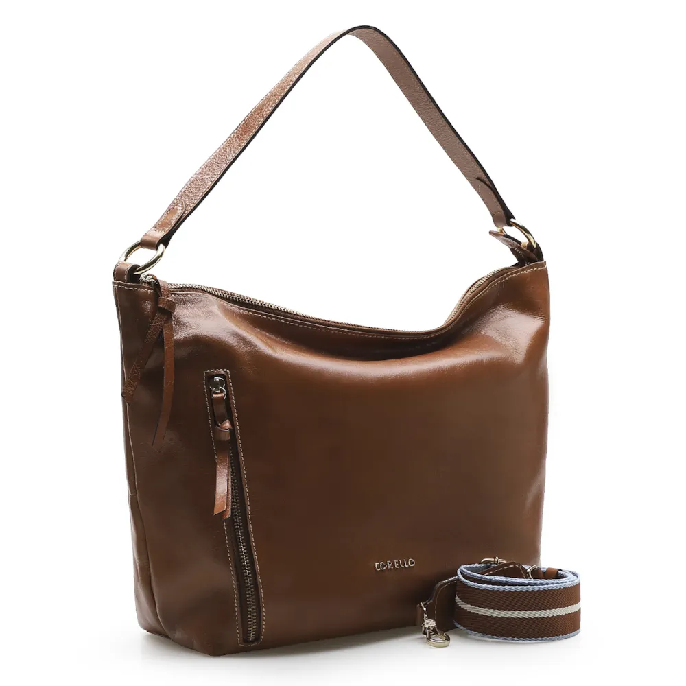 Bolsa Hobo Couro Marrom - imagem 2