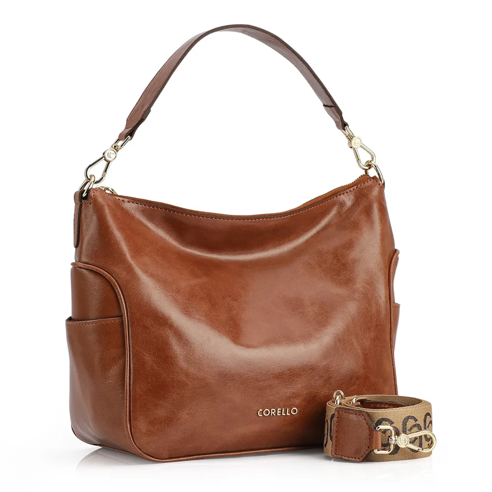 Bolsa Hobo Couro Marrom - imagem 2