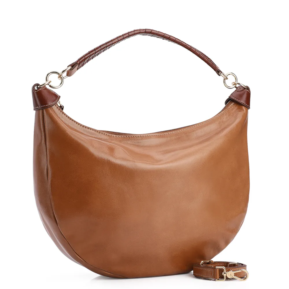 Bolsa Hobo Couro Marrom - imagem 2