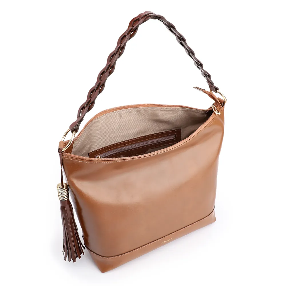 Bolsa Hobo Couro Marrom - imagem 4